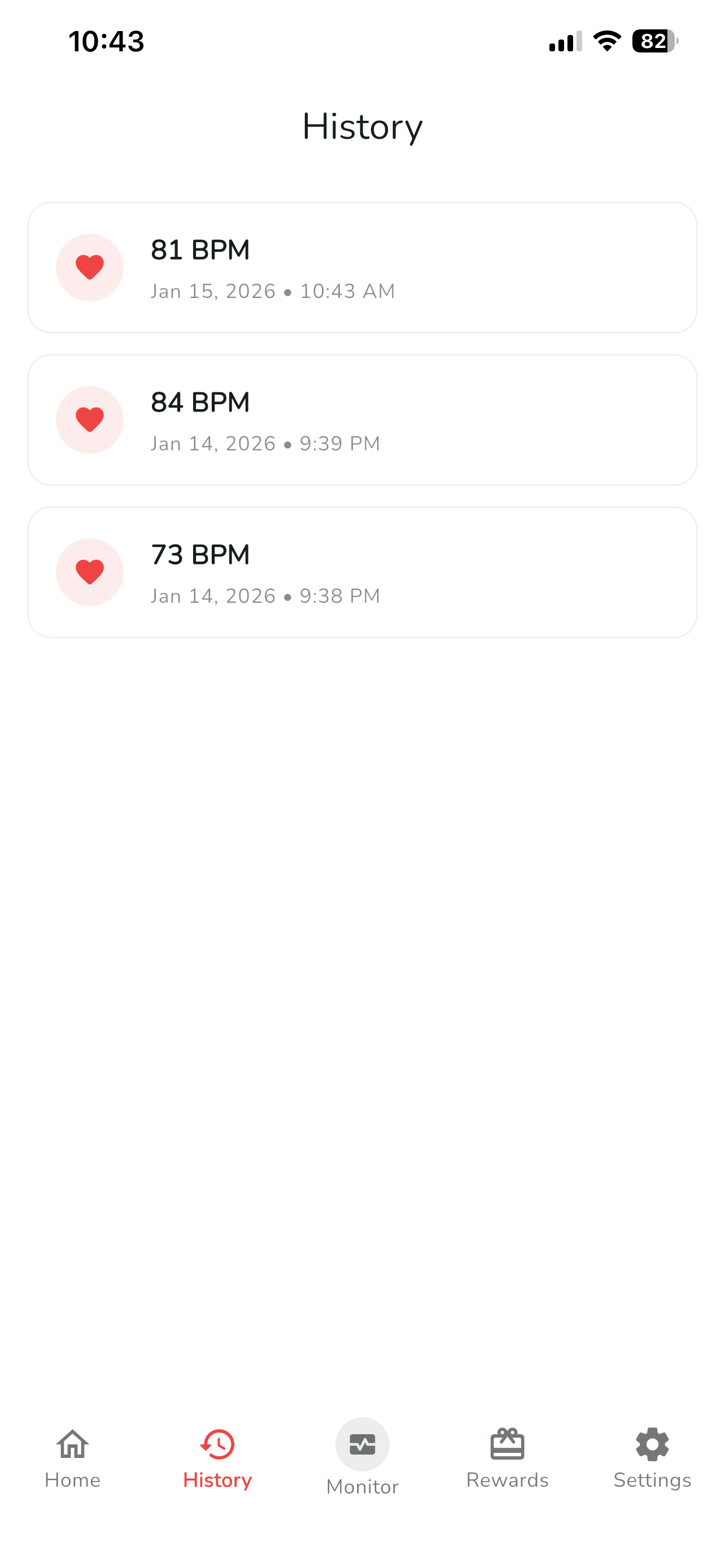 Local history screen